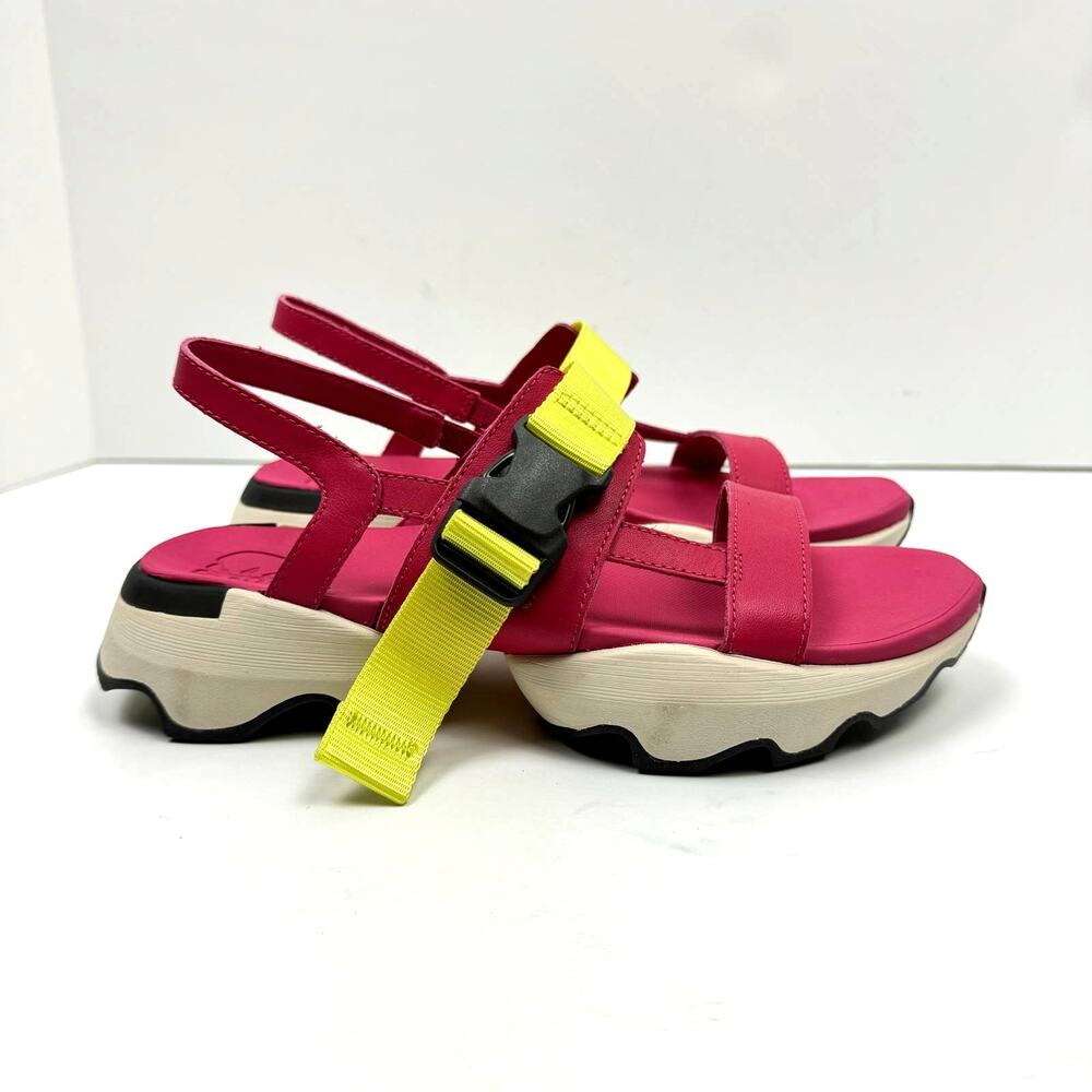 NEW Sorel Kinetic Impact Pink & Neon Yellow Outdoor Performance Sling Sandals - Picture 6 of 13